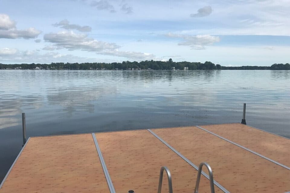 Private pier has plenty of room for lounge chairs