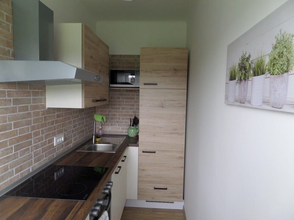 Fully equipped kitchen: microwave, fridge, freezer, kettle and more