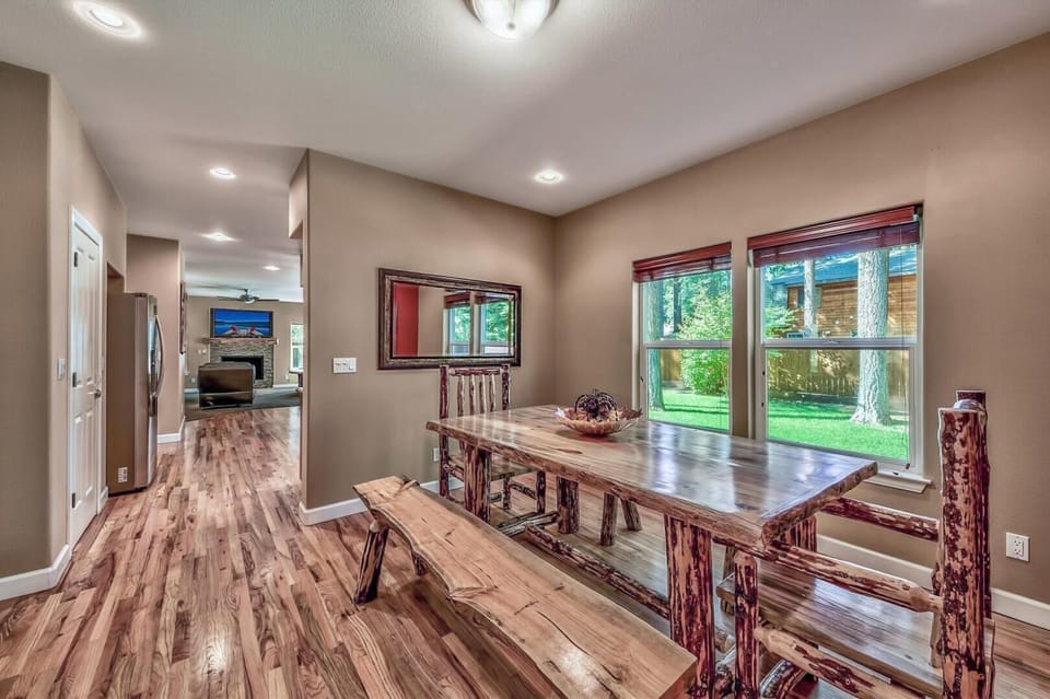 When dinner is hot and ready to be served this dinner area seats 8