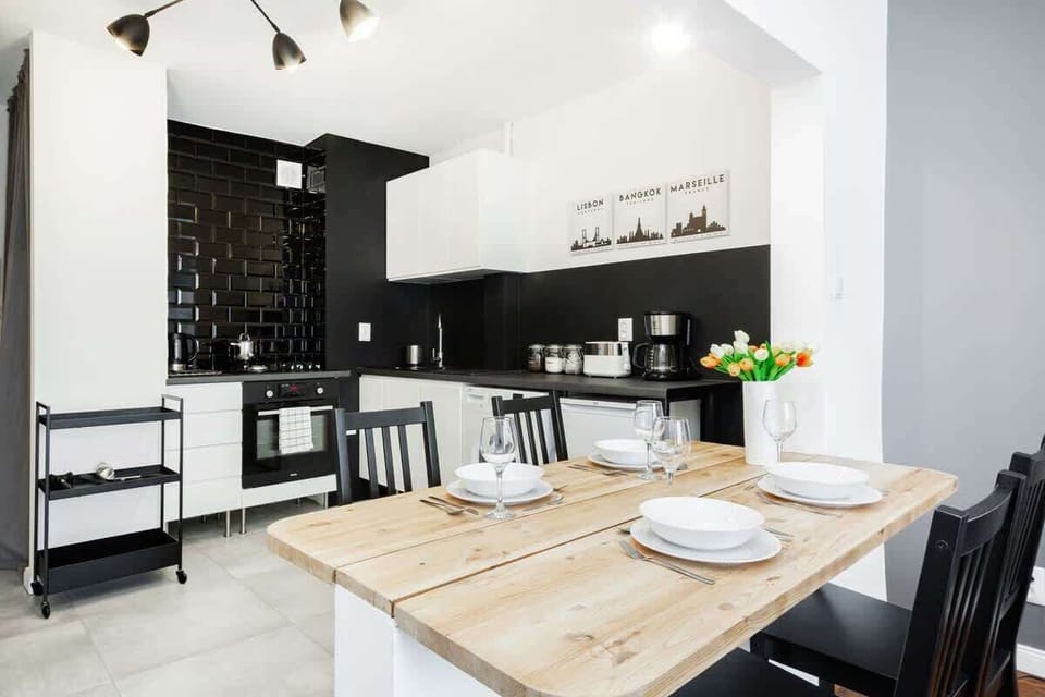 Kitchenette with dining table. 