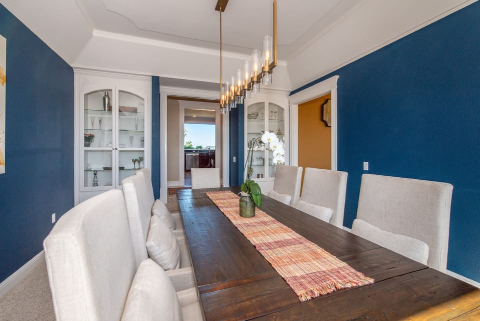 Dine together inside in this cozy dining room.