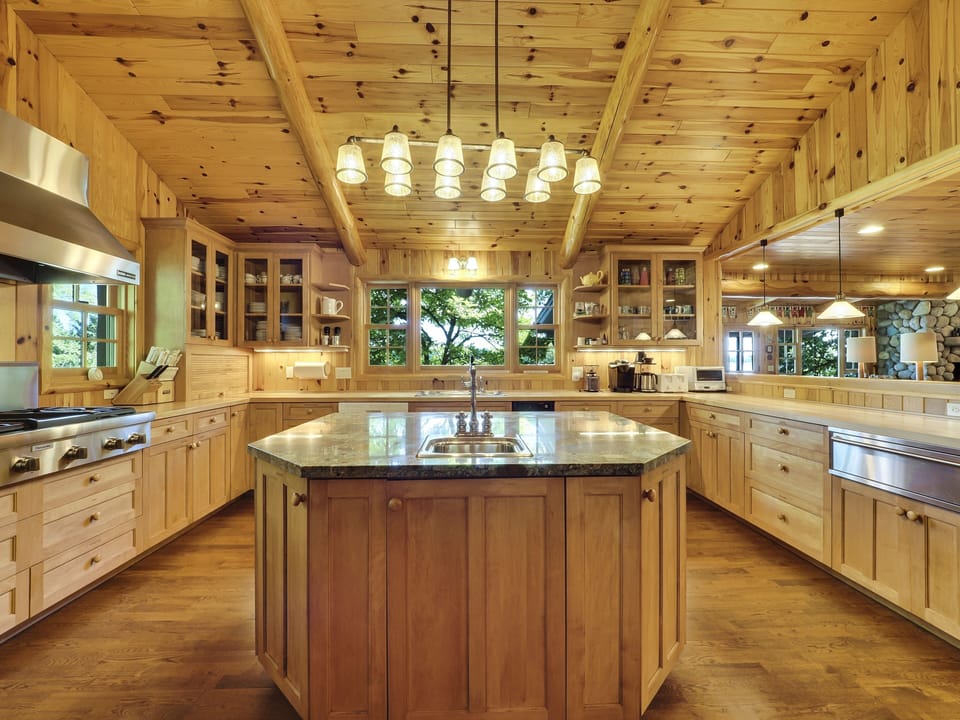 Kitchen overlooks the Lake