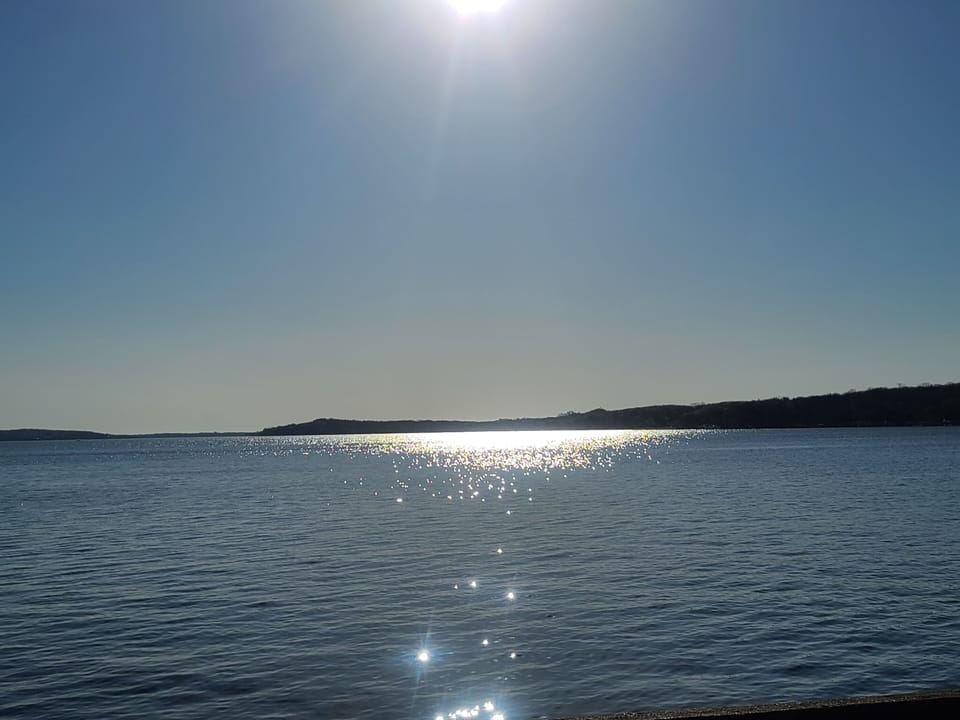 Early morning lakefront walk view