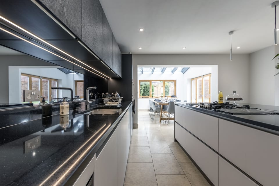 Kitchen leading onto the conservatory dining area