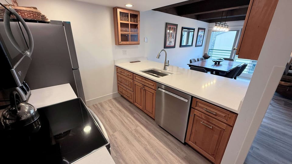 Kitchen with stainless steel appliances