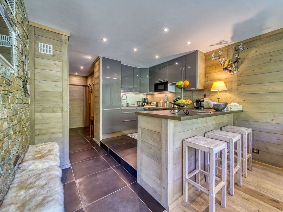 Property, Countertop, Table, Interior Design, Wood, Flooring, Floor, Kitchen, Building