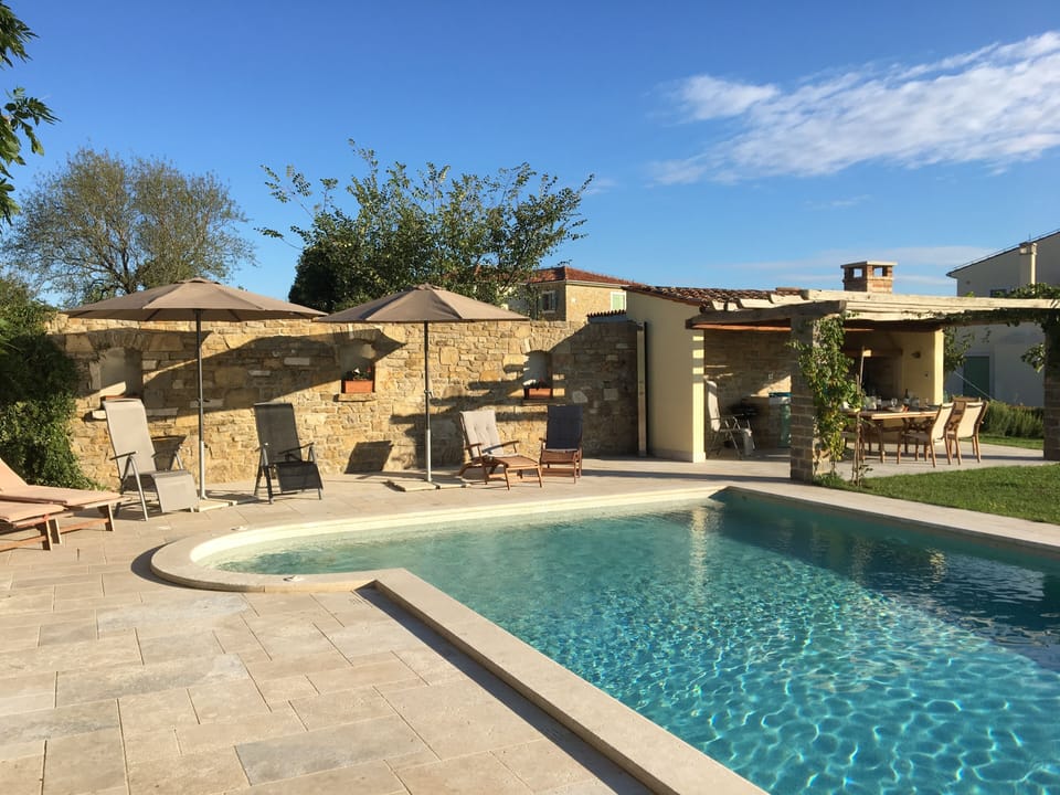 The pool and the outside kitchen from the house

