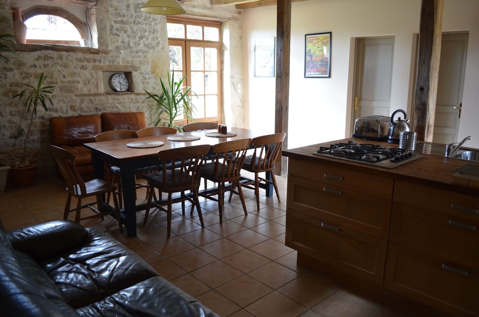 stone walls and original beams