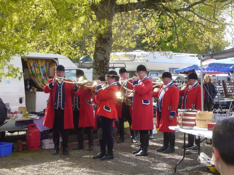 Traditional brass band at a market