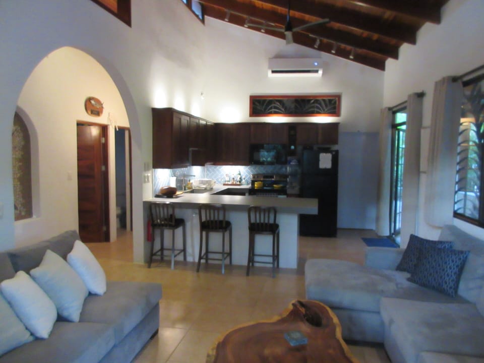 Living room and kitchen area.