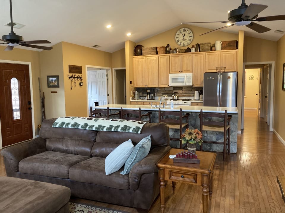 Open living area and kitchen