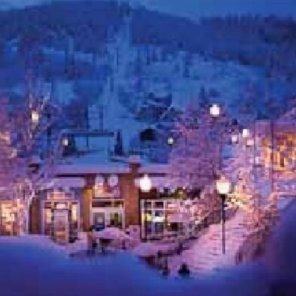neighboring storefronts and ski lift