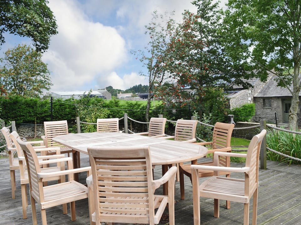Large outdoor eating area for al fresco dining | The Rockery - Rockery Cottages, Shap, near Penrith