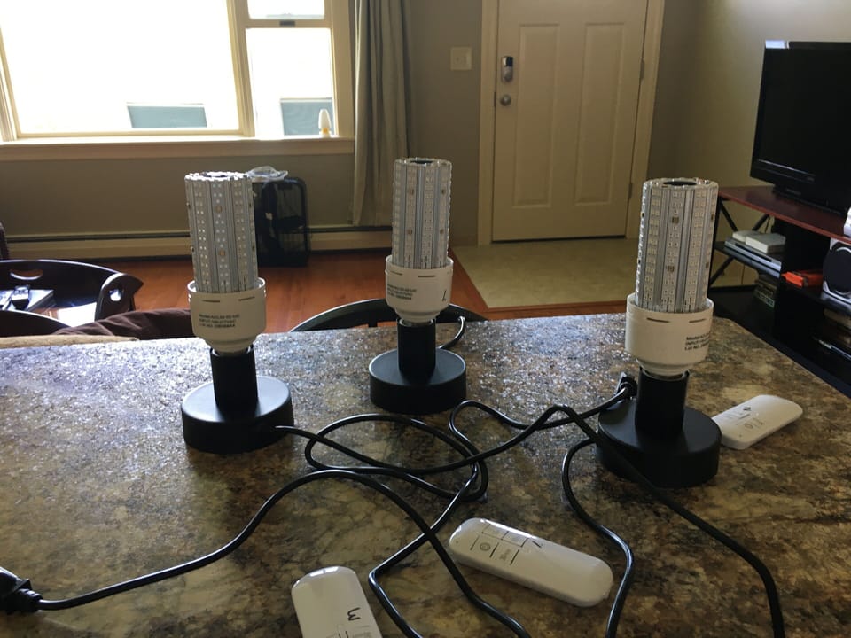 UV Germicidal Lamps that are used after each guest. 