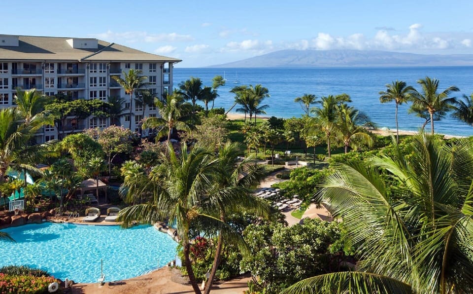 View from rear of resort.  The unit is front left, facing the ocean.
