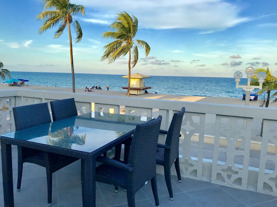 Shared terrace and outdoor furniture (Sandpiper condo). 