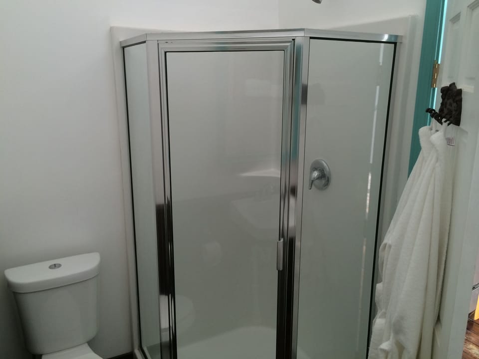 Separate shower.