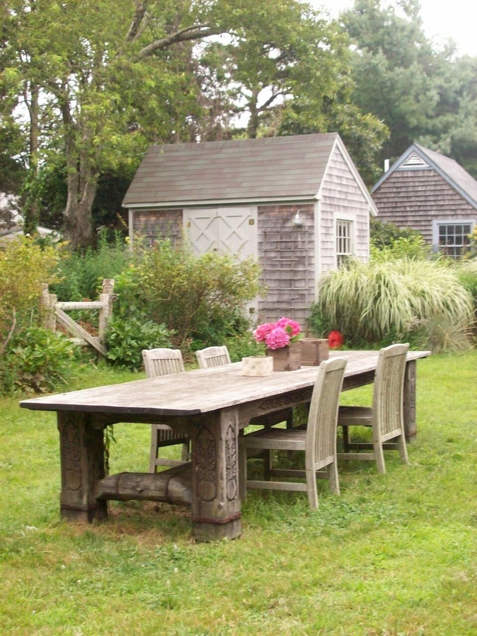 Dine al fresco at this hand-made gorgeous wooden table!