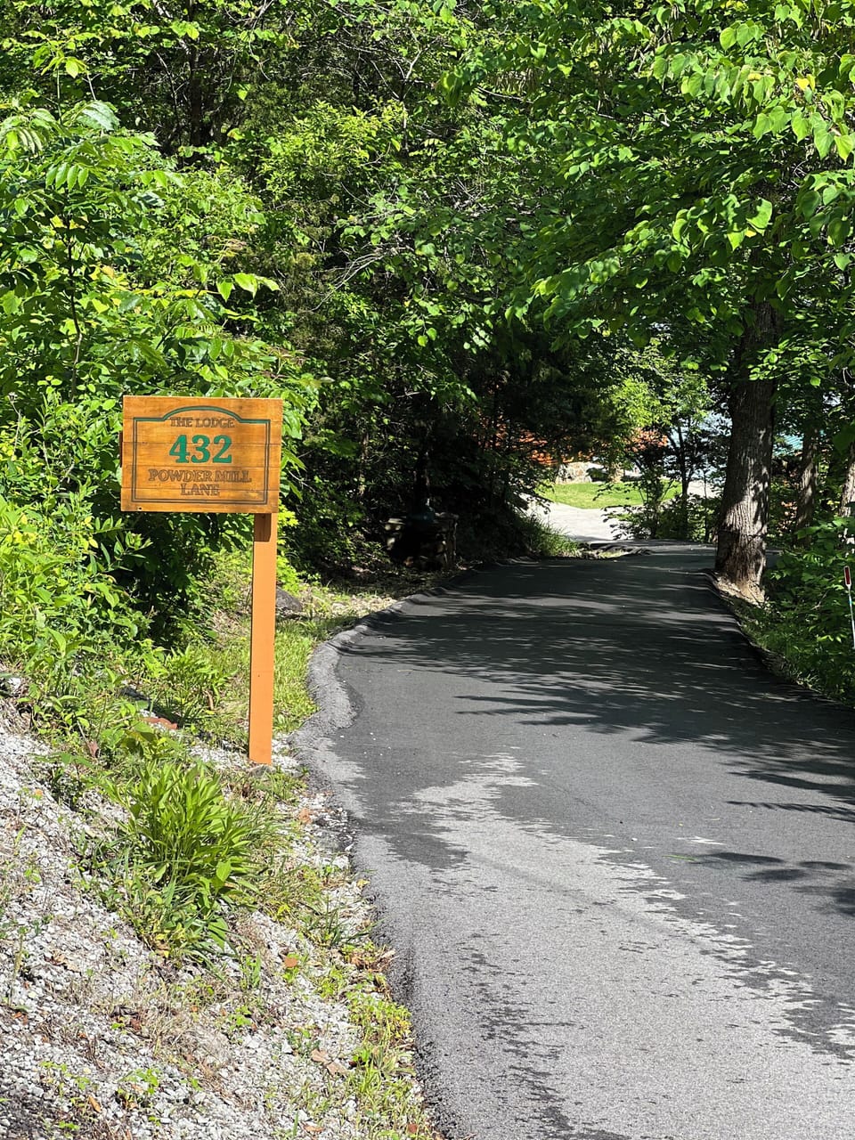 Updated address sign at the top of the newly paved driveway!