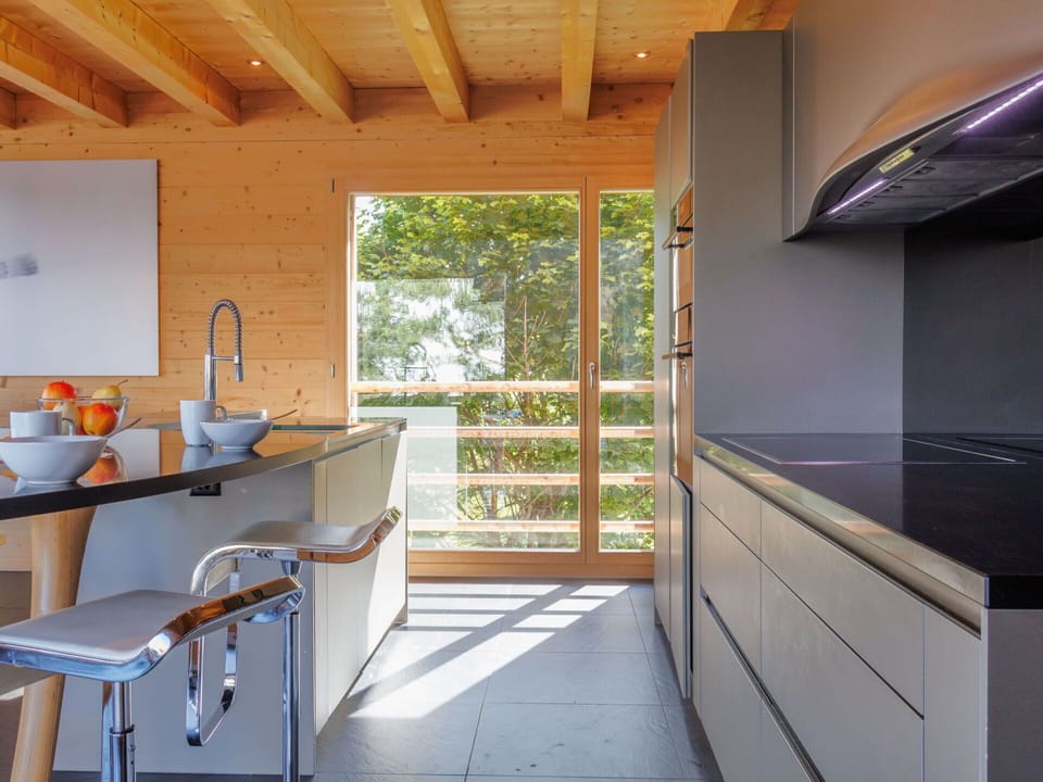 Furniture, Wood, Kitchen, Interior Design, Flooring, Countertop, Floor, Home, Chair, Cabinetry