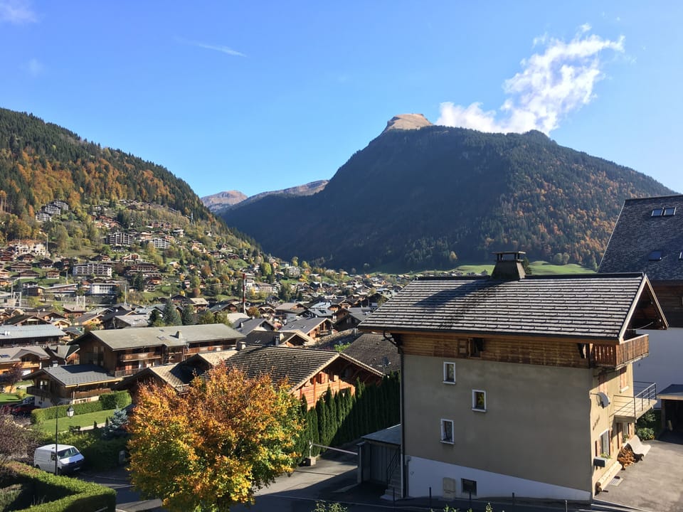 View from the balcony towards the peak of Ressachaux and Avoriaz.