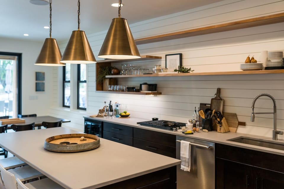 Kitchen, bar and dining
