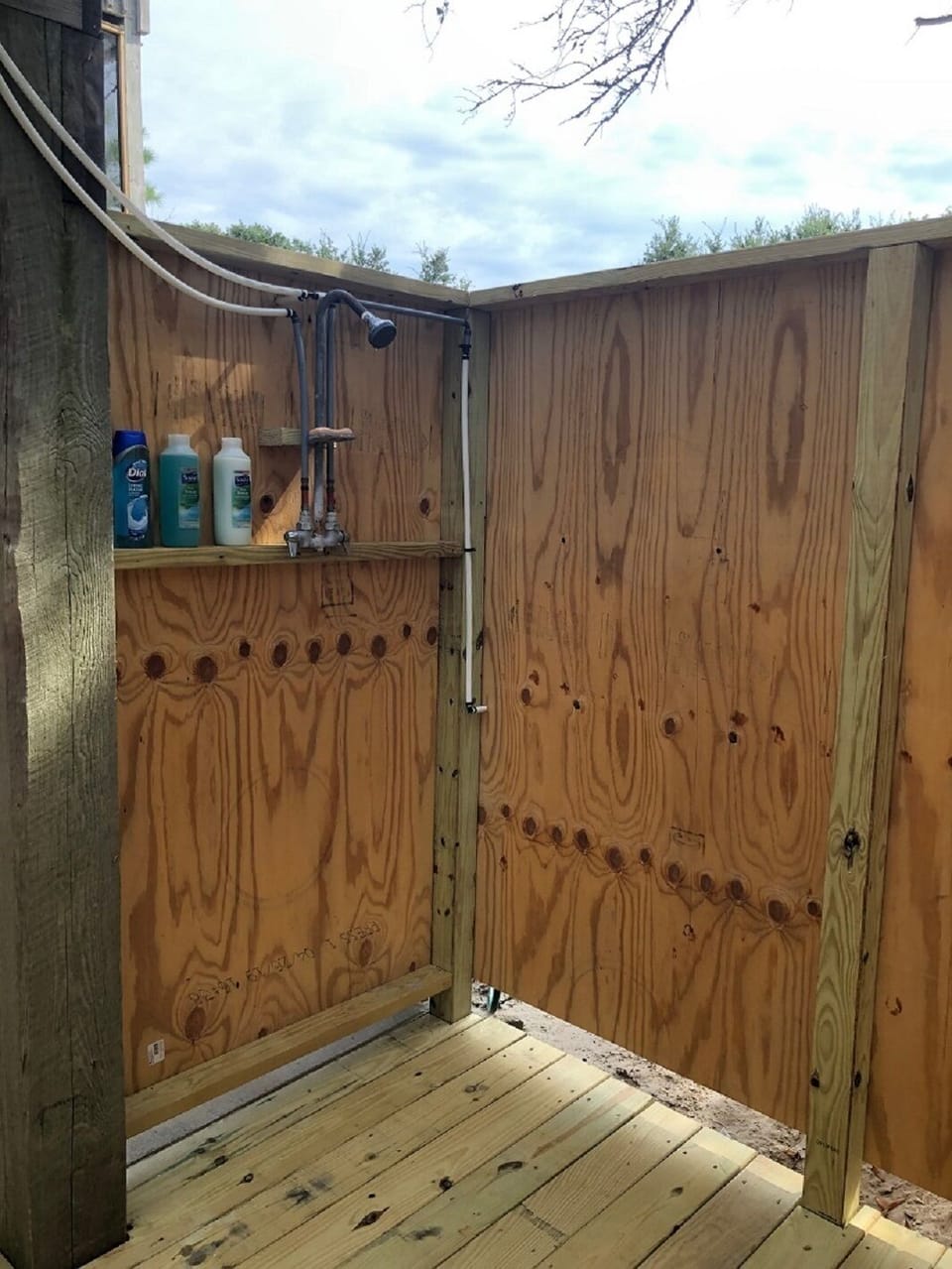 New Outside shower - pictures of work in progress. Before the roof was on