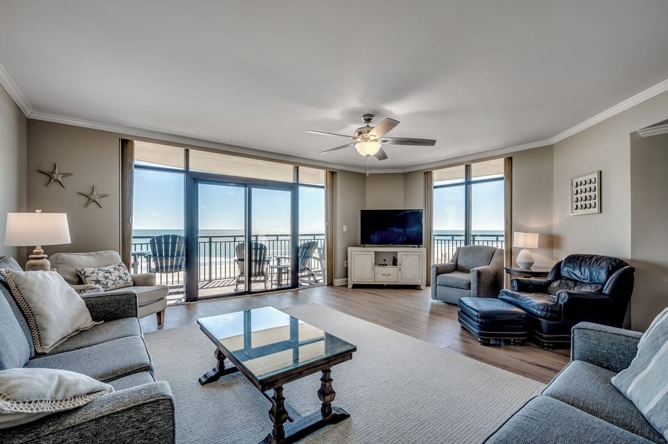 Large living space with balcony access