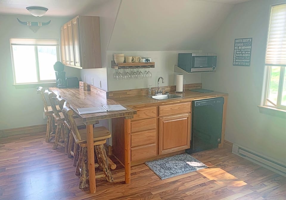 Kitchen and seating area