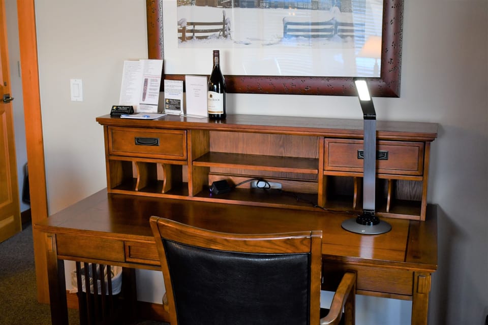 Desk adjacent to living room.
