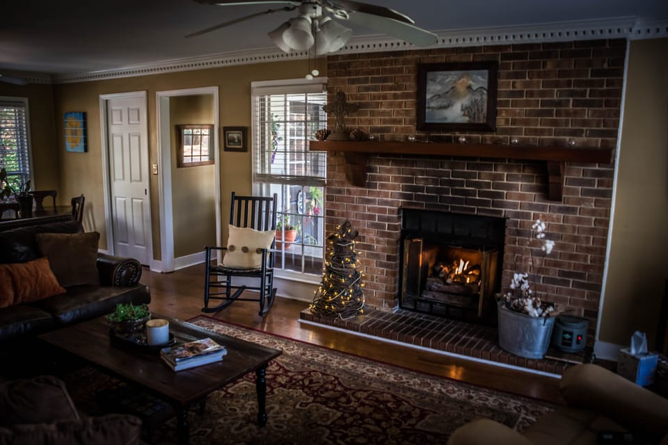 Family room with accessible wet bath and entry into kitchen