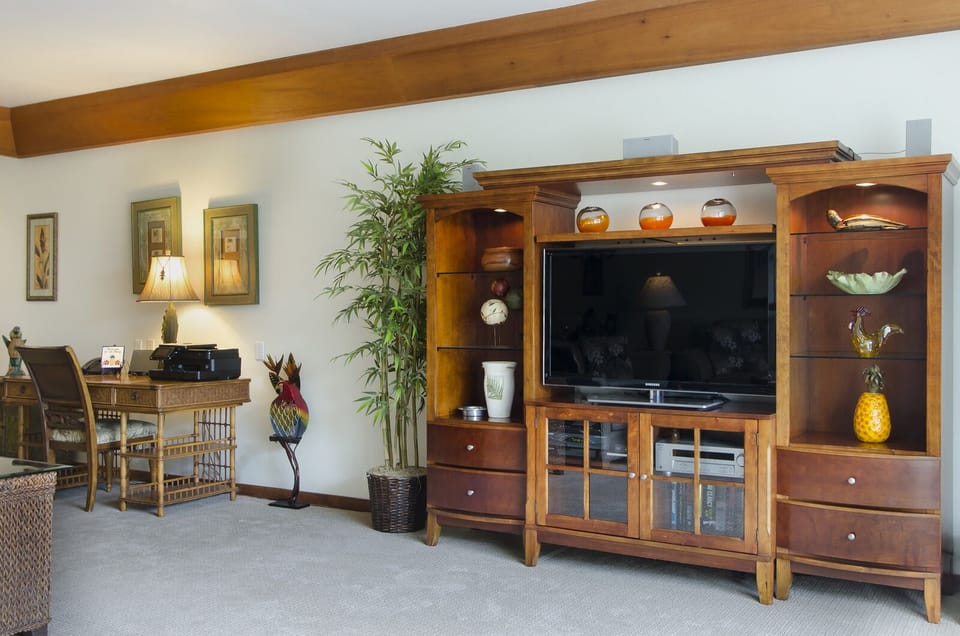Large tv + desk work area