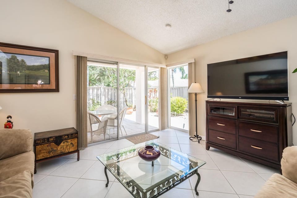 smart TV, door backyard, living room
