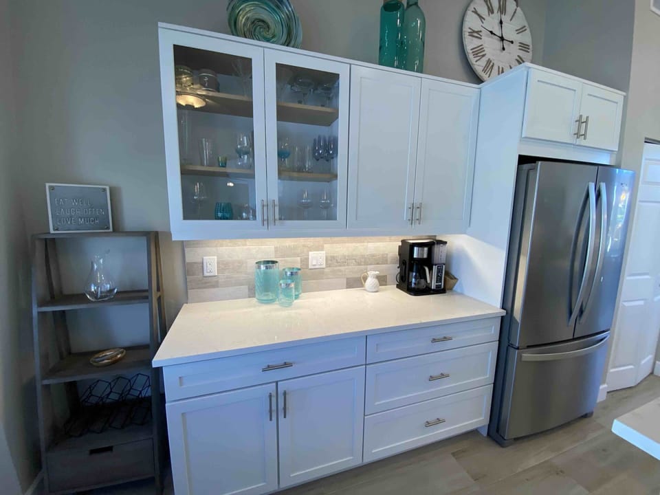 Coffee area and bar shelf