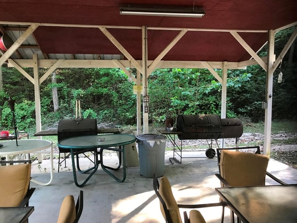 Large smoker and barbecue.