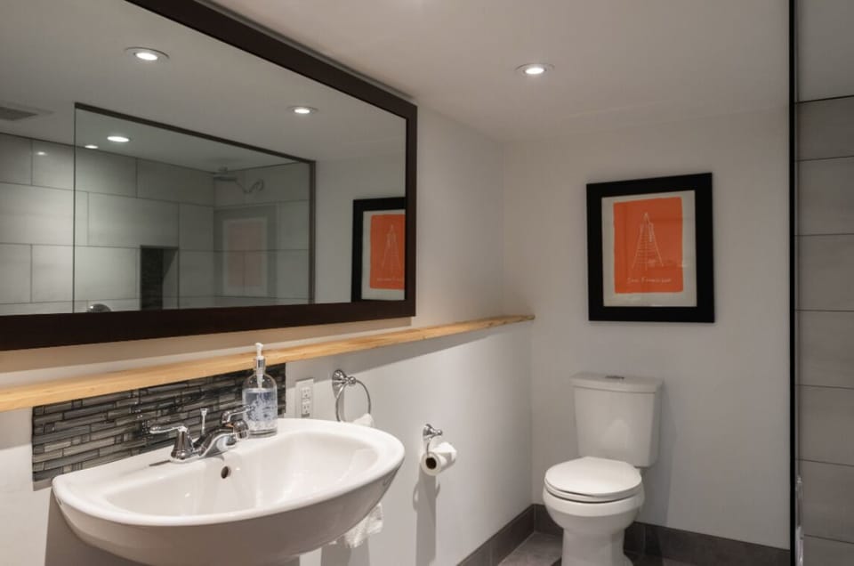 Bathroom private to guest, with walk in shower, hairdryer, towels, soap, shampoo
