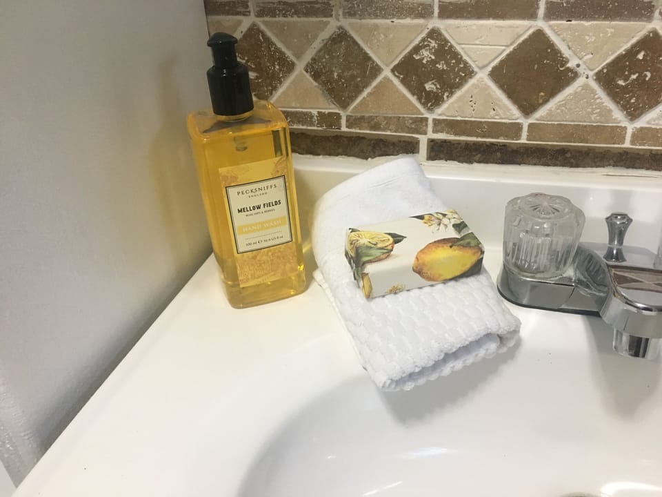 Hand soaps, bath soaps , shampoo and conditioner provided for your stay. 
