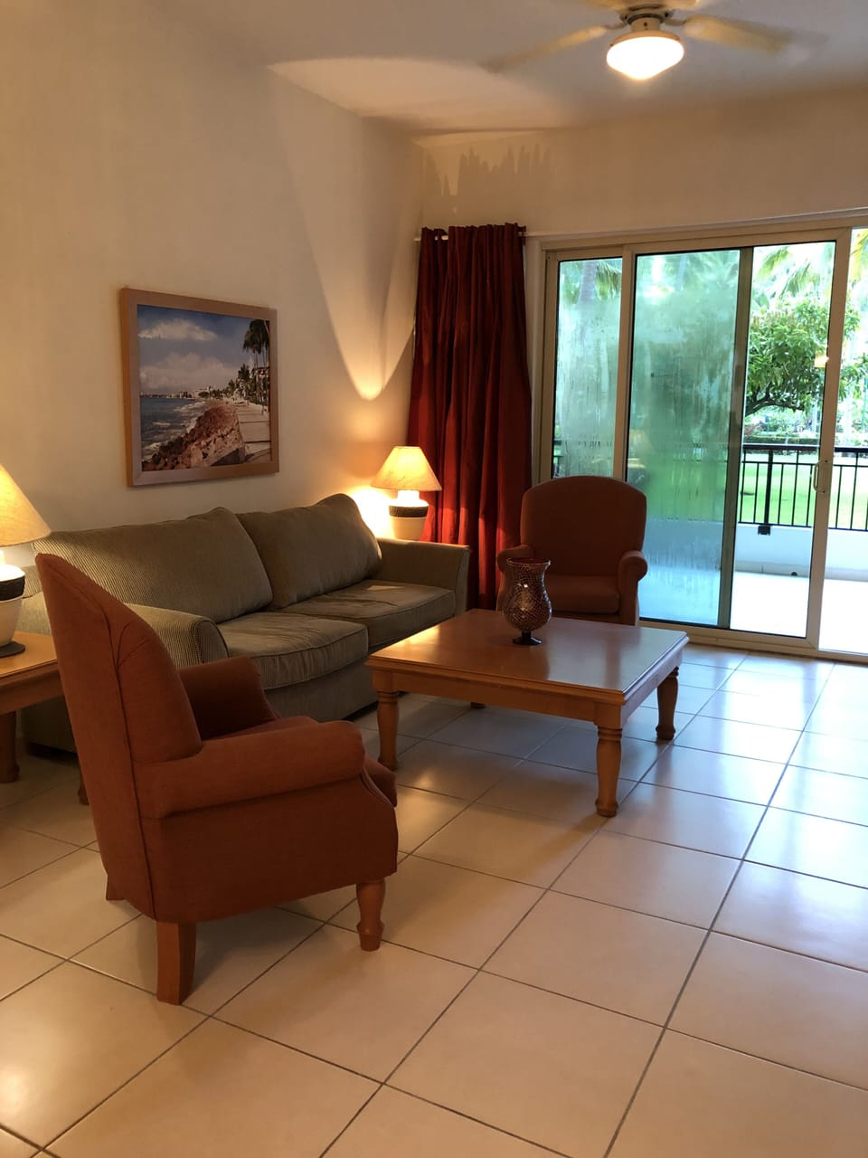 Family room with TV.  Couch is a pull out couch.