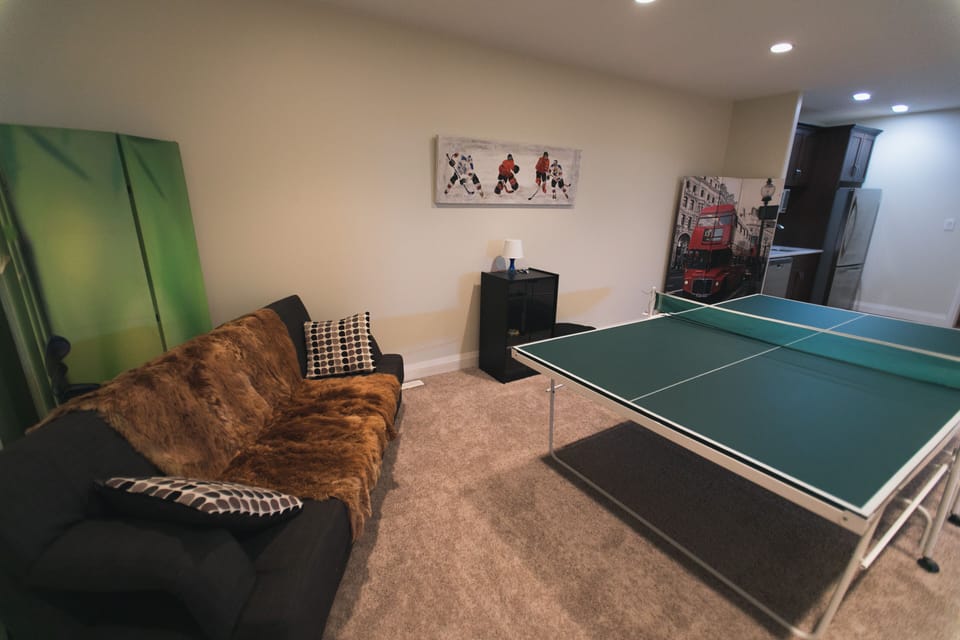 Table tennis and futon for extra accommodations