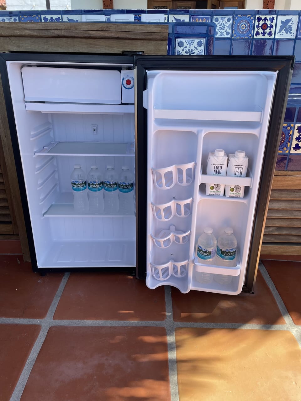 Mini-fridge, stocked with beverages