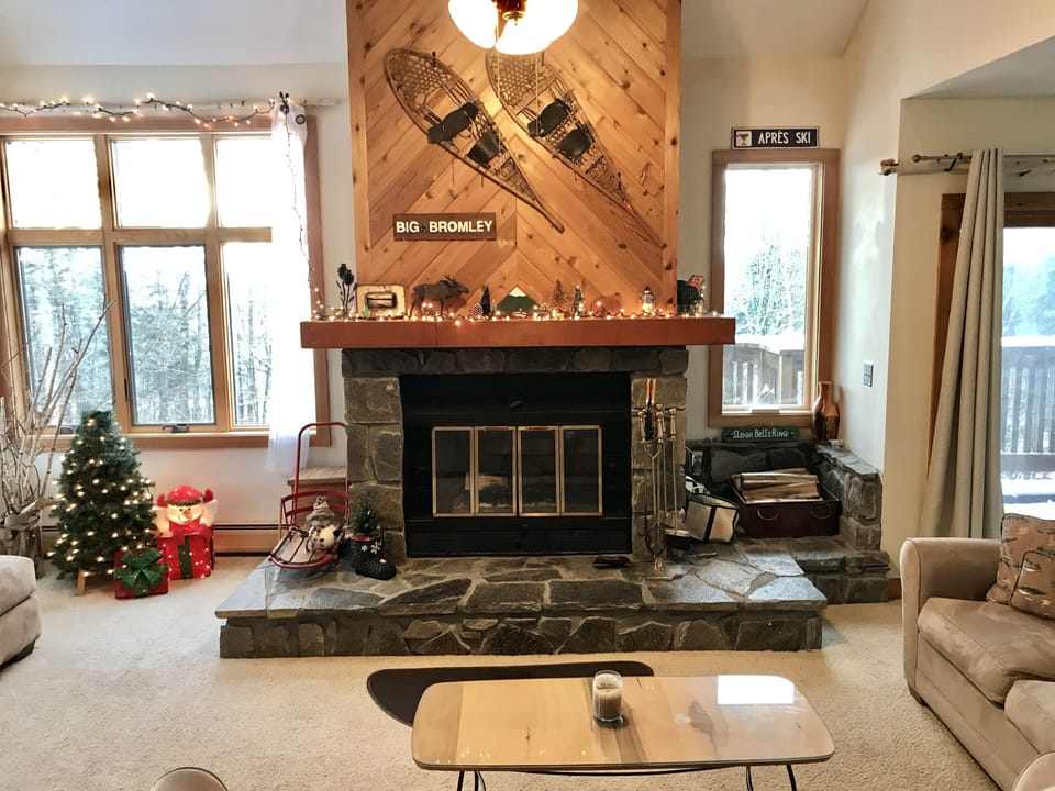 Warm and cozy fireplace in the living room

