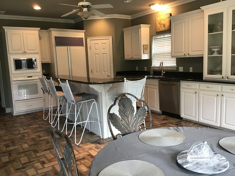 View of kitchen from breakfast table