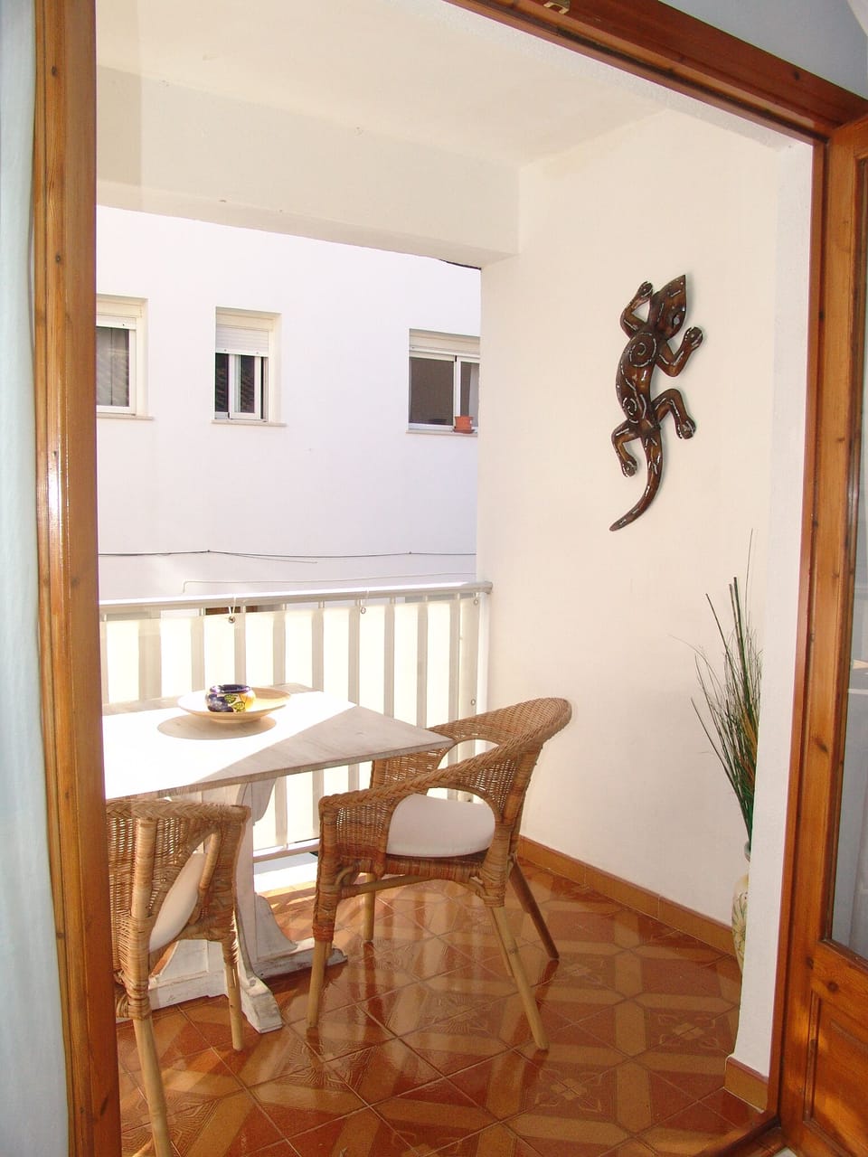 Sunny balcony from Lounge and adjoining kitchen.  