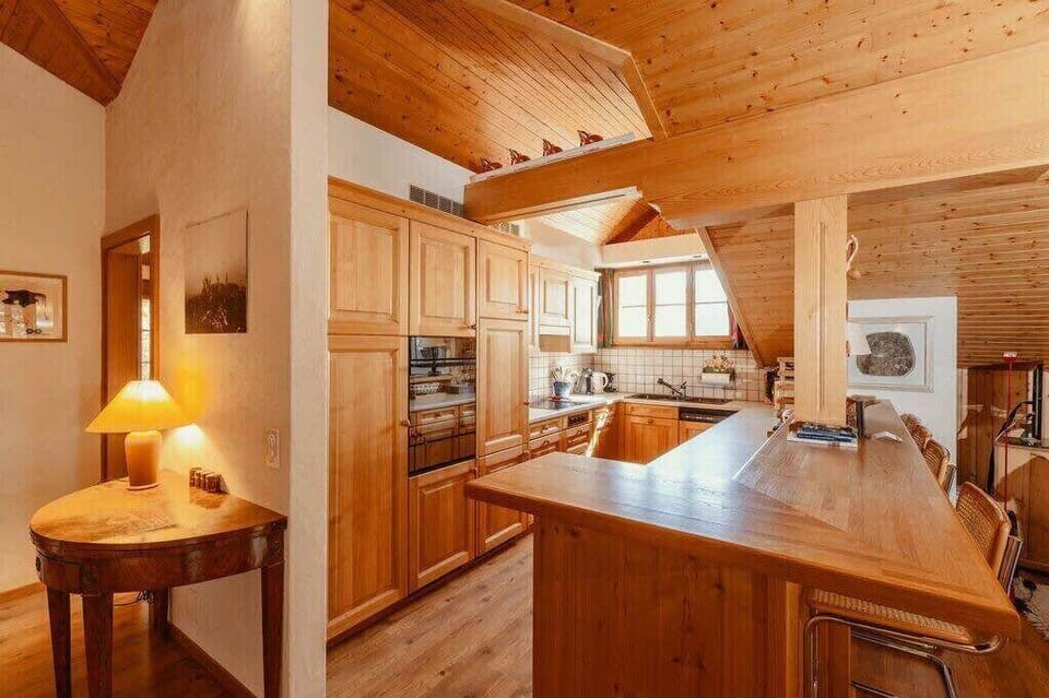 the beautiful wooden kitchen 