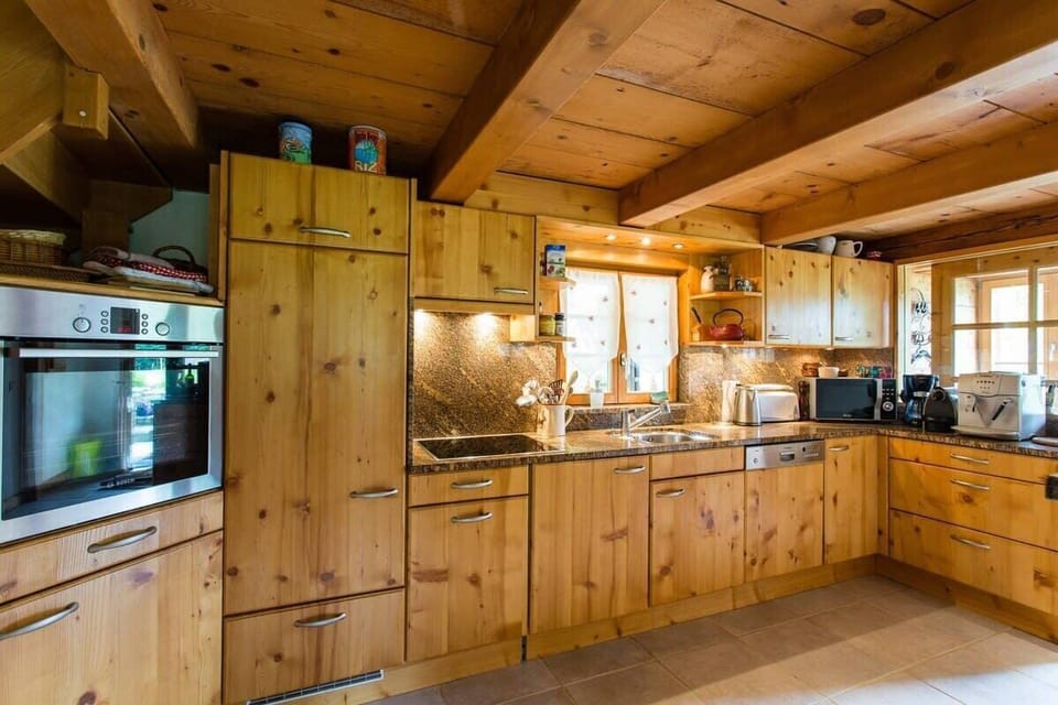 open wooden kitchen 
