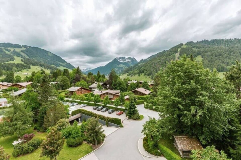 view of Gstaad town from the chalet 