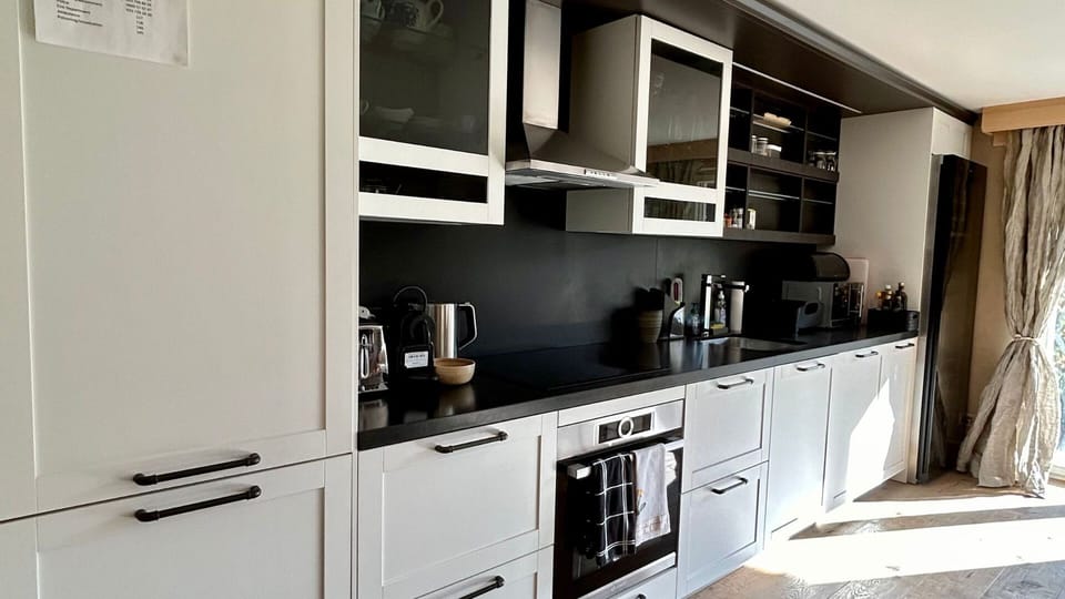 overview of the modern and open kitchen 
