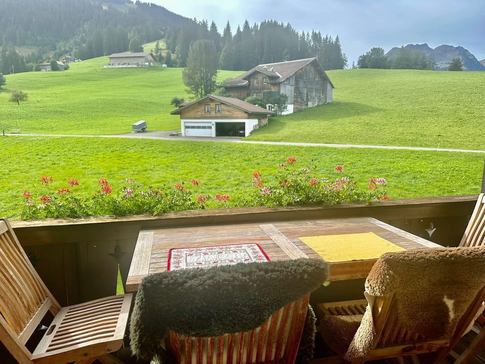 the beautiful sitting area on the balcony outlooking a gorgeous view 