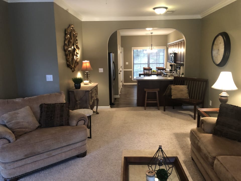 View from the living room to the kitchen