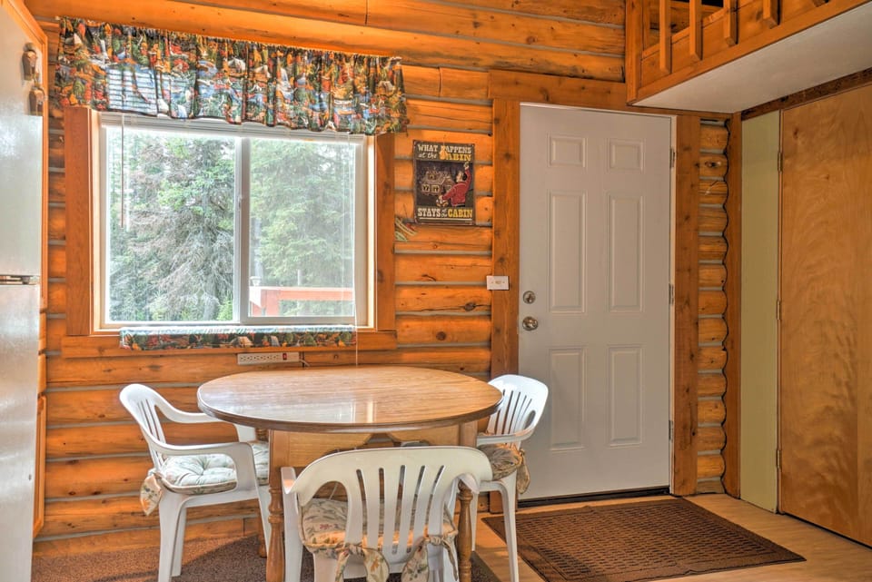 Sit down for a meal at the kitchen table.